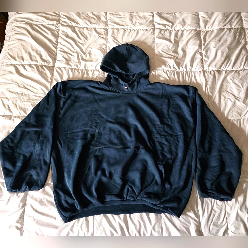 Yeezy Gap Engineered By Balenciaga Logo Hoodie Dark Blue Medium